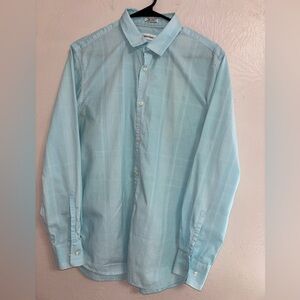 Calvin Klein Mens Shirt Color White/ Light Blue 100% Cotton Button Size M